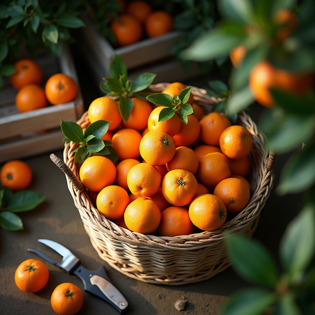 Cesto di arance amare siciliane appena raccolte