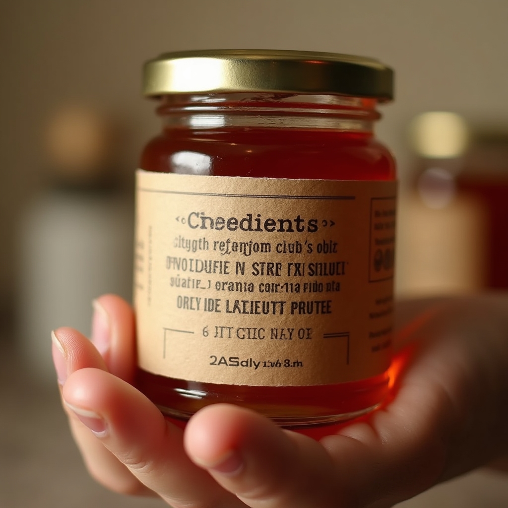 Primo piano di un'etichetta di marmellata artigianale con lista completa degli ingredienti